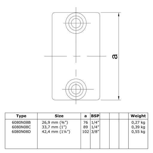 Zeichnung Rohrverbinder Verlängerungsstück aussen natural 26,9 mm