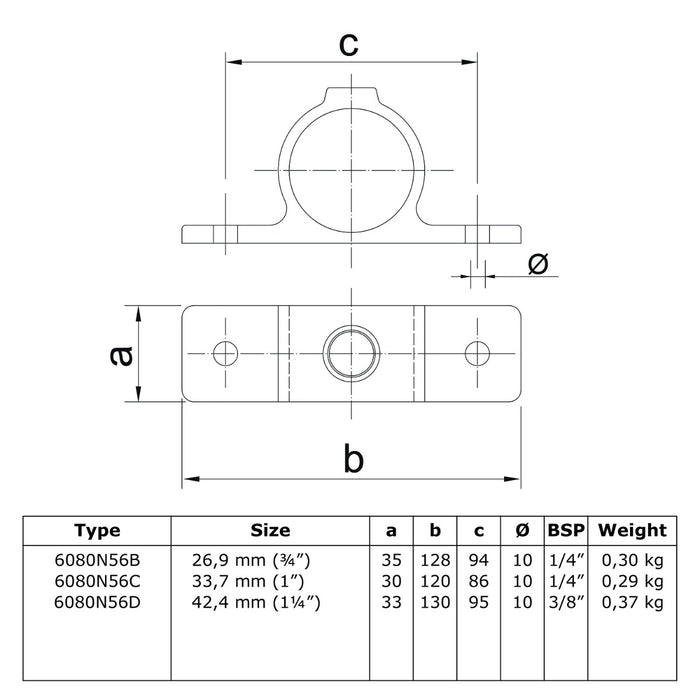 Zeichnung Rohrverbinder Befestigungsring zweifach natural 33,7 mm