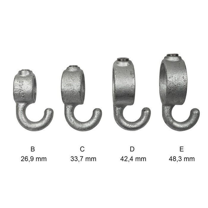 Rohrverbinder Garderobenhaken Kollektion, aus Stahl galvanisiert, ohne Rohr Ø 26,9 mm