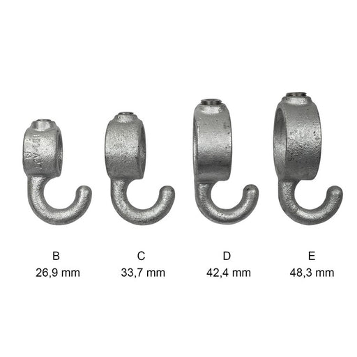 Rohrverbinder Garderobenhaken Kollektion, aus Stahl galvanisiert, ohne Rohr Ø 33,7 mm