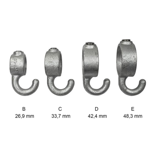 Rohrverbinder Garderobenhaken Kollektion, aus Stahl galvanisiert, ohne Rohr Ø 48,3 mm