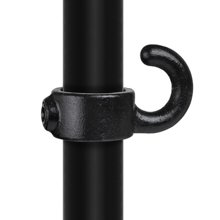 Rohrverbinder Stellring mit Haken schwarz Ø 26,9 mm, aus Stahl mit Pulverbeschichtung, mit Rohr