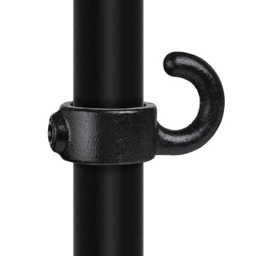 Rohrverbinder Stellring mit Haken schwarz Ø 42,4 mm, aus Stahl mit Pulverbeschichtung, mit Rohr