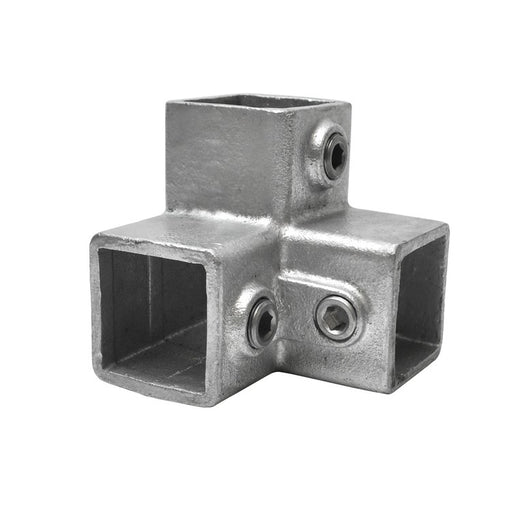 Rohrverbinder T-stück, vierkant, dreieckige, Stahl galvanisiert, ohne Rohr, 40x40 mm 
