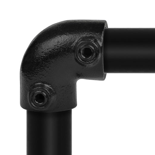 Rohrverbinder  Schwarz Bogen 90°, aus Stahl galvanisiert, mit Rohr, Ø 48,3 mm