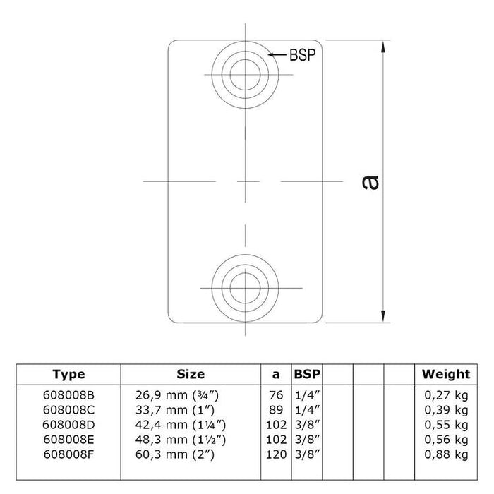 Zeichnung eines Rohrverbinders Verlängerungsstück, außen, Stahl, galvanisiert,  Ø 42,4 mm