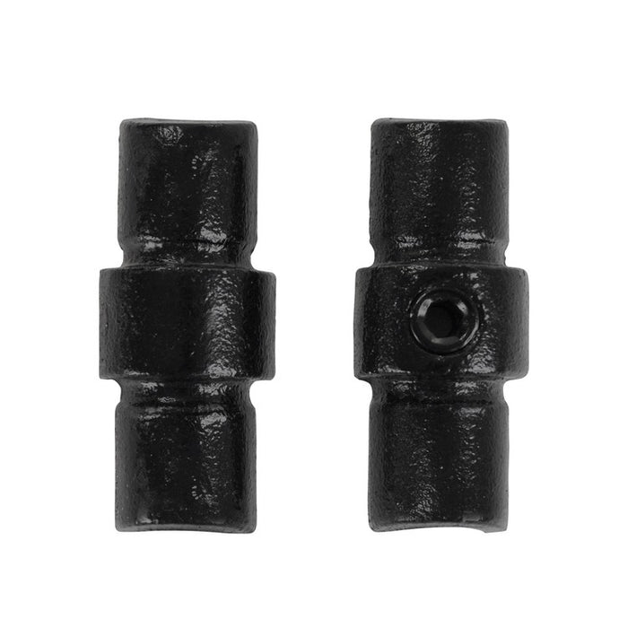Zwei Rohrverbinder Schwarz Verlängerungsstück innen, aus Stahl mit Pulverbeschichtung, ohne Rohr Ø 33,7 mm