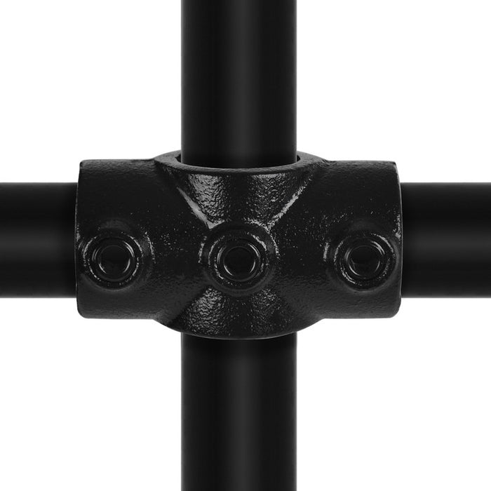 Rohrverbinder aus Stahl Schwarz Kreuzstück, durchgehend. mit Rohr Ø 33,7 mm