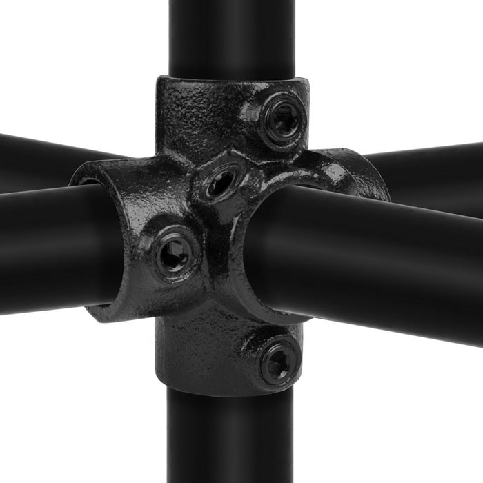 Rohrverbinder Schwarz Kreuzstück für Stützrohr, aus Stahl mit Pulverbeschichtung, mit Rohr Ø 33,7 mm
