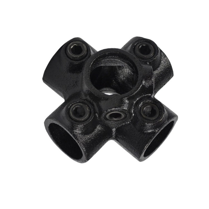 Rohrverbinder Schwarz Kreuzstück für Stützrohr, aus Stahl mit Pulverbeschichtung, ohne Rohr Ø 33,7 mm