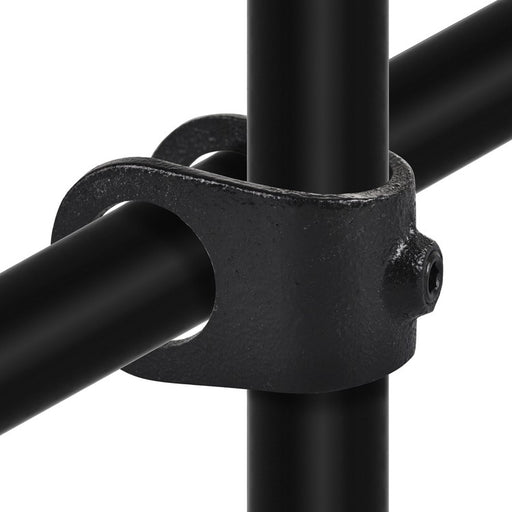 Rohrverbinder Kreuzstück offen,Schwarz, aus Stahl mit Pulverbeschichtung, mit Rohr,  Ø 42,4 mm