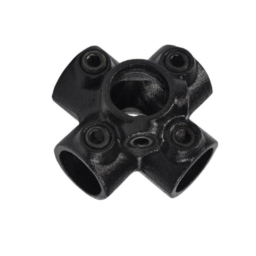 Rohrverbinder Schwarz Kreuzstück für Stützrohr, aus Stahl mit Pulverbeschichtung, ohne Rohr Ø 42,4 mm