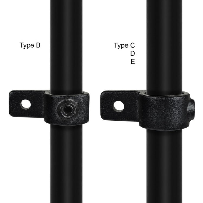 Unterschied zwischen Rohrverbinder Ösenteil einfach schwarz Durchmesser 26,9 mm und Durchmesser 33,7 mm, 42,4 mm und 48,3 mm 