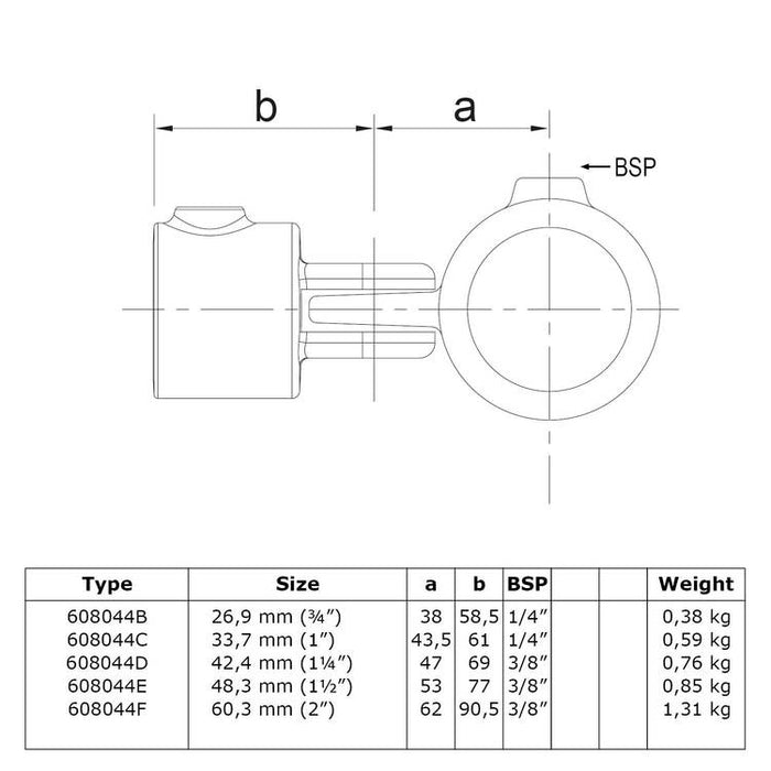 Zeichnung Rohrverbinder Gelenkstück, einfach Ø 42,4 mm