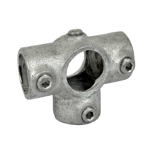 Rohrverbinder Dreiweg, rund,  aus Stahl galvanisiert, ohne Rohr, T-Stück Ø 33,7 mm