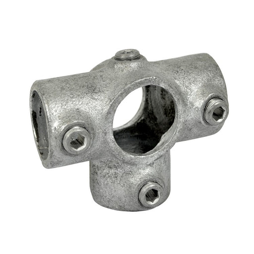 Rohrverbinder Dreiweg, rund,  aus Stahl galvanisiert, ohne Rohr, T-Stück Ø 48,3 mm