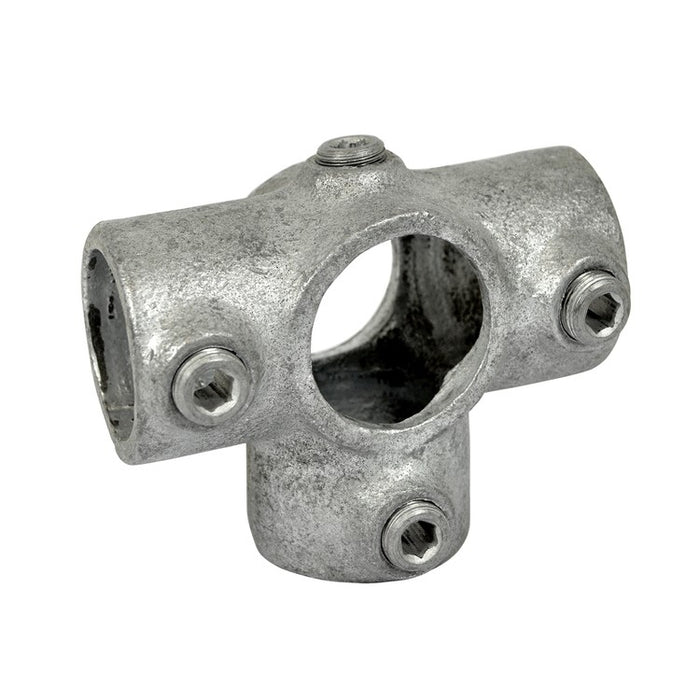 Rohrverbinder Dreiweg, rund,  aus Stahl galvanisiert, ohne Rohr, T-Stück Ø 60,3 mm