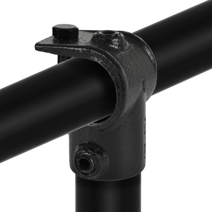 Rohrverbinder T-Stück offen schwarz, aus Stahl mit Pulverbeschichtung, mit Rohr, Ø 26,9 mm