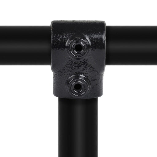 Rohrverbinder  Schwarz T-Stück kurz, aus Stahl mit Pulverbeschichtung, mit Rohr  Ø 48,3 mm