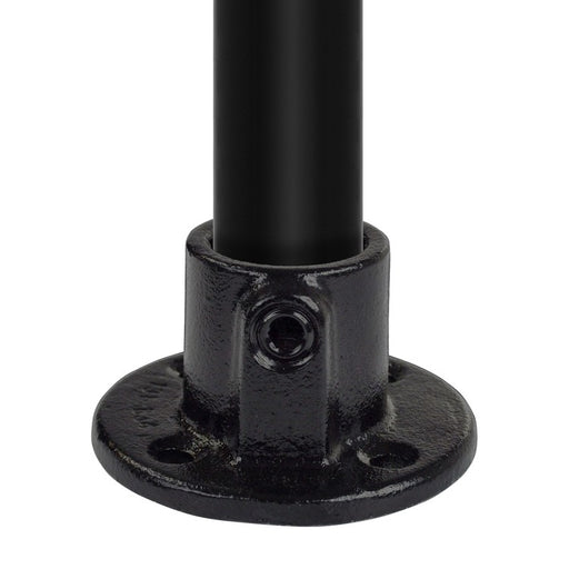Rohrverbinder Fußplatte rund, aus Schwarzstahl mit Pulverbeschichtung, mit Rohr Ø 26,9 mm