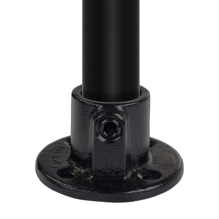 Rohrverbinder Fußplatte rund, aus Schwarzstahl mit Pulverbeschichtung, mit Rohr Ø 33,7 mm
